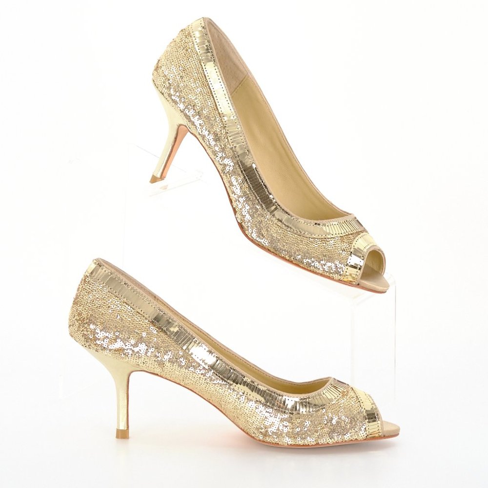 Talbots Lisette Gold Kitten Heels Size 5.5